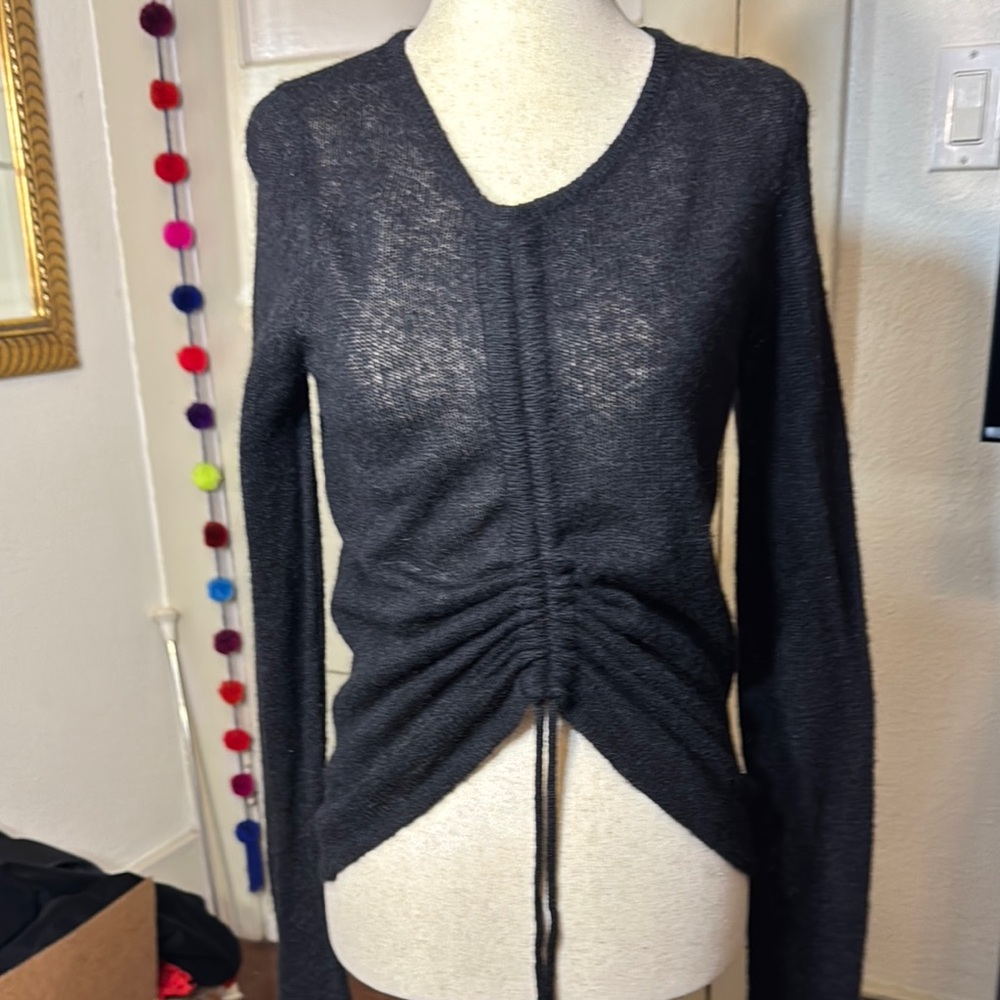 Black Ruched front wool blend Sweater